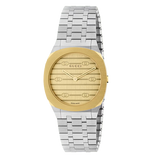 Buy Shop Gucci 25H Quartz Gold Dial Silver Steel Strap Watch for Men - YA163405 USA Online