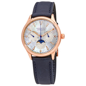 Buy Shop Movado Heritage Celestograf White Mother of Pearl Dial Blue Leather Strap Watch For Women - 3650011 USA Online