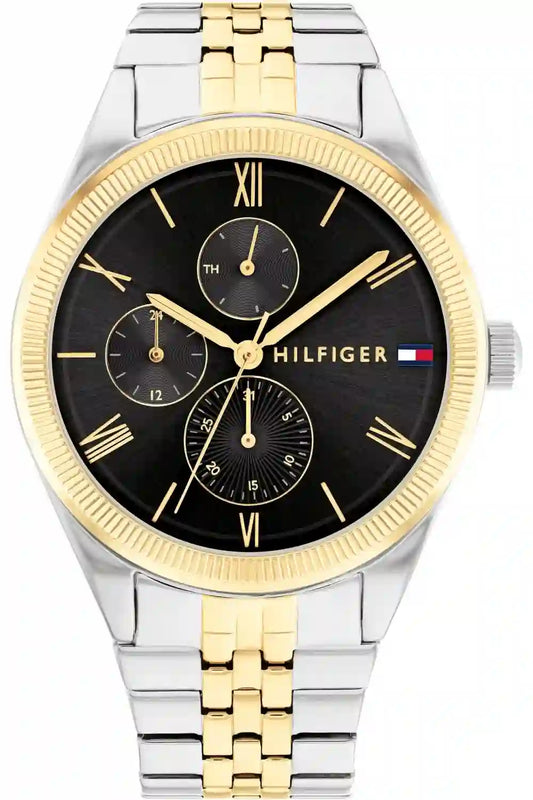 Buy Shop Tommy Hilfiger Monica Chronograph Black Dial Two Tone Steel Strap Watch For Women - 1782591 USA Online