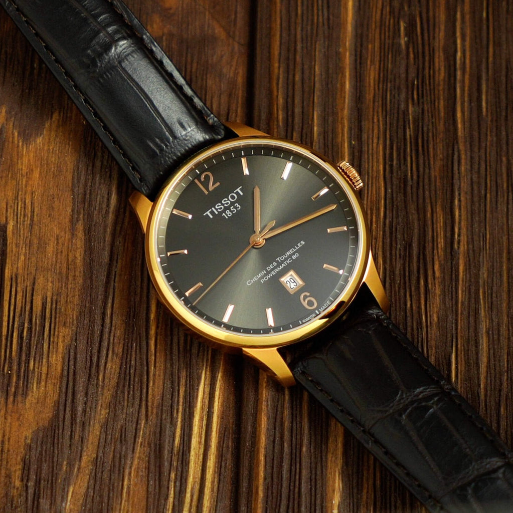 Buy Shop Tissot T Classic Chemin Des Tourelles Powermatic 80 Brown Dial Brown Leather Strap Watch for Men - T099.407.36.447.00 USA Online