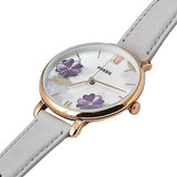 Buy Shop Fossil Jacqueline Mother of Pearl Dial Grey Leather Strap Watch for Women - ES4672 USA Online