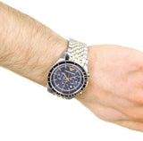 Emporio Armani Tazio Chronograph Blue Dial Gold & Silver Stainless Steel Strap Watch For Men - AR8030