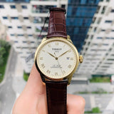Buy Shop Tissot Le Locle Powermatic 80 Gold Dial Brown Leather Strap Watch For Men - T006.407.36.263.00 USA Online