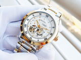 Buy Shop Bulova BVA Skeleton Silver Dial Two Tone Steel Strap Watch for Men - 98A230 USA Online