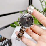 Buy Shop Calvin Klein Wavy Black Dial Silver Steel Strap Watch for Women - K9U23141 USA Online