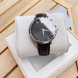 Movado Ultra Slim Black Dial Black Leather Strap Watch For Men - 0607086