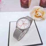 Buy Shop Calvin Klein Minimal White Dial Silver Mesh Bracelet Watch for Women - K3M52152 USA Online