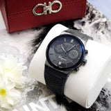 Buy Shop Salvatore Ferragamo Sapphire Black Dial Black Rubber Strap Watch for Men - SFHP00320 USA Online