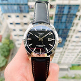 Buy Shop Tissot Gentleman Powermatic 80 Silicium Black Dial Black Leather Strap Watch For Men - T127.407.16.051.00 USA Online