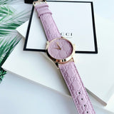 Buy Shop Gucci G Timeless Quartz Lilac Dial Lilac Leather Strap Watch For Women - YA1264098 USA Online