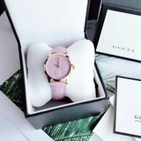 Buy Shop Gucci G Timeless Quartz Lilac Dial Lilac Leather Strap Watch For Women - YA1264098 USA Online
