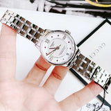 Buy Shop Tissot Chemin Des Tourelles Powermatic 80 Rubies Mother of Pearl Dial Silver Steel Strap Watch For Women - T099.207.11.113.00 USA Online