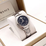 Buy Shop Versace Hellenyium Black Dial Silver Steel Strap Watch for Women - V12020015 USA Online