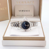 Buy Shop Versace Hellenyium Black Dial Silver Steel Strap Watch for Women - V12020015 USA Online