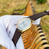 Buy Shop Calvin Klein Minimal White Dial Brown Leather Strap Watch for Men - K3M216G6 USA Online