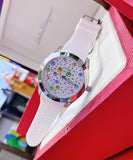 Buy Shop Guess Wanderlust Crystals Silver Dial White Rubber Strap Watch for Women - W1059L1 USA Online