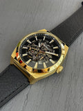 Buy Shop Fossil Everett Automatic Skeleton Black Dial Black Leather Strap Watch for Men - ME3208 USA Online