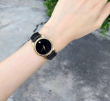 Movado Museum Black Dial Black Leather Strap Watch For Women - 2100006