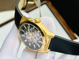 Buy Shop Fossil Everett Automatic Skeleton Black Dial Black Leather Strap Watch for Men - ME3208 USA Online