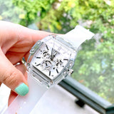 Buy Shop Guess Phoenix Multi Function Silver Dial White Rubber Strap Watch for Men - GW0203G1 USA Online