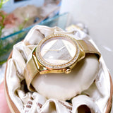 Buy Shop Guess Tri Glitz Quartz Diamonds Gold Dial Gold Mesh Bracelet Watch For Women - W1142L2 USA Online