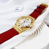 Versace Greca Silver Dial Red Leather Strap Watch for Women - VEVH00420