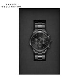 Buy Shop Daniel Wellington Iconic Chronograph Black Dial Black Steel Strap Watch For Men - DW00100642 USA Online
