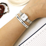 Buy Shop Daniel Wellington Quadro Studio White Dial Silver Mesh Bracelet Watch For Women - DW00100521 USA Online