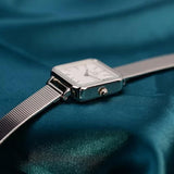 Buy Shop Daniel Wellington Quadro Studio White Dial Silver Mesh Bracelet Watch For Women - DW00100521 USA Online