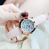 Buy Shop Guess Wonderlust Beige Dial Pink Leather Strap Watch for Women - W1065L1 USA Online