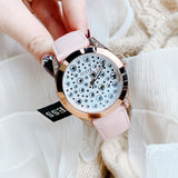 Buy Shop Guess Wonderlust Beige Dial Pink Leather Strap Watch for Women - W1065L1 USA Online