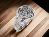 Buy Shop Fossil Rye Automatic Skeleton Silver Dial Silver Steel Strap Watch for Women - BQ3753 USA Online