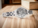 Buy Shop Fossil Rye Automatic Skeleton Silver Dial Silver Steel Strap Watch for Women - BQ3753 USA Online