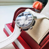 Buy Shop Michael Kors Sidney Multifunction Black Dial White Silicone Strap Watch For Women - MK6947 USA Online