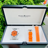 Maurice Lacroix Aikon Automatic Date Orange Dial Silver Steel Strap Watch For Men - AI6008-SS00F-530-E