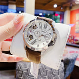 Buy Shop Fossil Grant Twist Multi-Function White Dial Brown Leather Strap Watch for Men - ME1144 USA Online