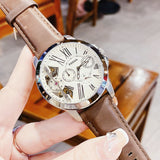 Buy Shop Fossil Grant Twist Multi-Function White Dial Brown Leather Strap Watch for Men - ME1144 USA Online