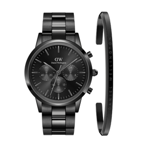 Buy Shop Daniel Wellington Iconic Chronograph Black Dial Black Steel Strap Watch For Men - DW00100642 USA Online