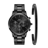 Buy Shop Daniel Wellington Iconic Chronograph Black Dial Black Steel Strap Watch For Men - DW00100642 USA Online