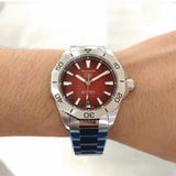 Buy Shop Tag Heuer Aquaracer Professional 200 Automatic Red Dial Silver Steel Strap Watch for Men - WBP2114.BA0627 USA Online