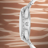 Buy Shop Michael Kors Liliane Three Hand Mother of Pearl White Dial Silver Steel Strap Watch For Women - MK4556 USA Online