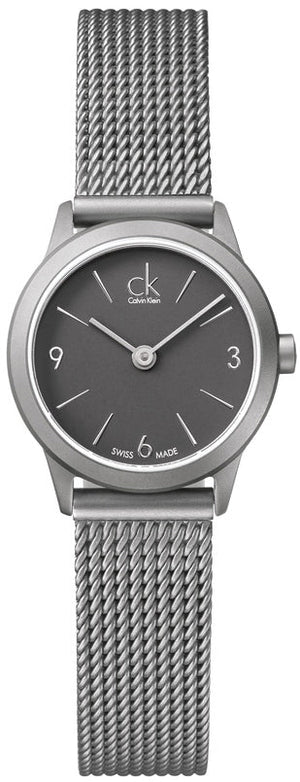 Buy Shop Calvin Klein Minimal Grey Dial Silver Mesh Bracelet Watch for Women - K3M53154 USA Online
