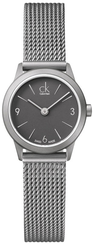 Buy Shop Calvin Klein Minimal Grey Dial Silver Mesh Bracelet Watch for Women - K3M53154 USA Online