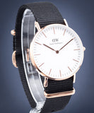 Buy Shop Daniel Wellington Classic Cornwall White Dial Black Nylon Strap Watch For Women - DW00100259 USA Online