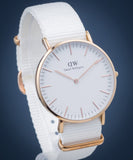 Buy Shop Daniel Wellington Classic Dover White Dial White Nylon Strap Watch For Women - DW00100309 USA Online