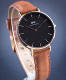 Buy Shop Daniel Wellington Classic Petite Durham Black Dial Brown Leather Strap Watch For Women - DW00100166 USA Online