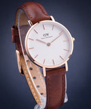 Buy Shop Daniel Wellington Classic Petite St Mawes White Dial Brown Leather Strap Watch For Women - DW00100231 USA Online