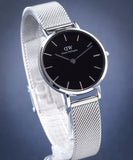 Buy Shop Daniel Wellington Petite Sterling Black Dial Silver Mesh Bracelet Watch For Women - DW00100218 USA Online