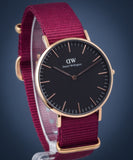 Buy Shop Daniel Wellington Classic Roselyn Black Dial Maroon Nylon Strap Watch For Women - DW00100273 USA Online