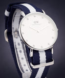 Daniel Wellington Classy Glasgow White Dial Two Tone Nylon Strap Watch For Women - DW00100082